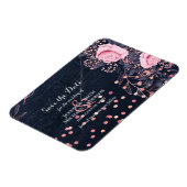 LeahG Denim Blue Rosegold Pink Floral Wedding Magneet (Linkerzijde)