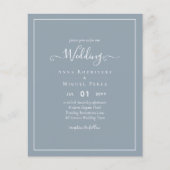 LeahG Dusty Blue Monochrome Wedding Invite Flyer (Voorkant)