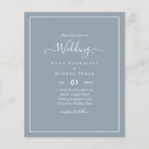 LeahG Dusty Blue Monochrome Wedding Invite