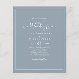 LeahG Dusty Blue Monochrome Wedding Invite Flyer