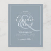 LeahG Dusty Blue Monochrome Wedding Invite Flyer (Voorkant)