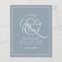 LeahG Dusty Blue Monochrome Wedding Invite Flyer