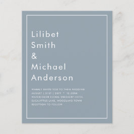 LeahG Dusty Blue Monochrome Wedding Invite Flyer