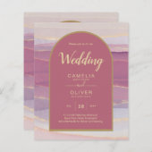 LeahG Dusty Roos Lavender Gold Wedding Invite (Voorkant / Achterkant)