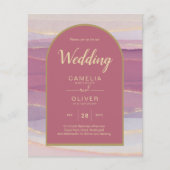 LeahG Dusty Roos Lavender Gold Wedding Invite (Voorkant)