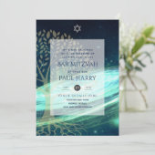 LeahG Elegant Chic Bar Mitzvah Joodse Torah Chic Kaart (Staand voorkant)