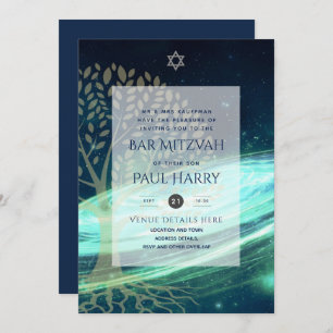 LeahG Elegant Chic Bar Mitzvah Joodse Torah Chic Kaart