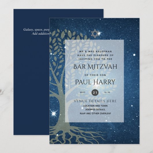 LeahG Elegant Chic Bar Mitzvah Joodse Torah Chic Kaart (Voorkant / Achterkant)