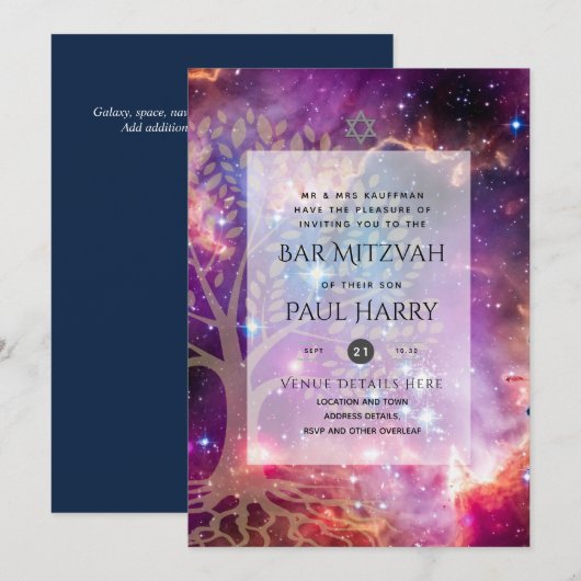 LeahG Elegant Chic Bar Mitzvah Joodse Torah Chic Kaart (Voorkant / Achterkant)