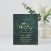 LeahG Emerald Forest Green Gold Wedding Invite (Staand voorkant)
