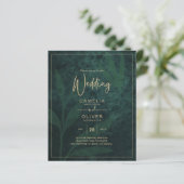 LeahG Emerald Forest Green Gold Wedding Invite (Staand voorkant)