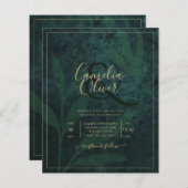 LeahG Emerald Forest Green Gold Wedding Invite (Voorkant / Achterkant)