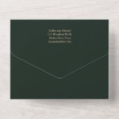 LeahG Emerald Forest Green Gold Wedding Invite All In One Uitnodiging (Achterkant)