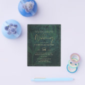LeahG Emerald Forest Green Gold Wedding Invite Flyer (Enkel)