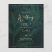 LeahG Emerald Forest Green Gold Wedding Invite Flyer (Voorkant)