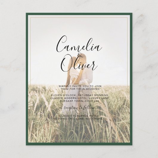 LeahG Emerald Forest Green Wedding INVITE (Voorkant)