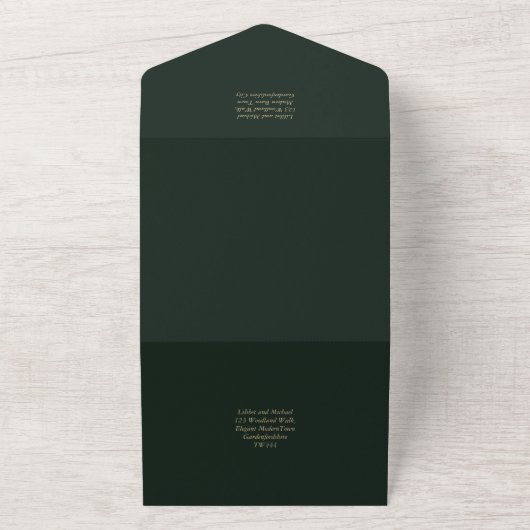 LeahG Emerald Forest Green Wedding INVITE All In One Uitnodiging (Buitenkant)