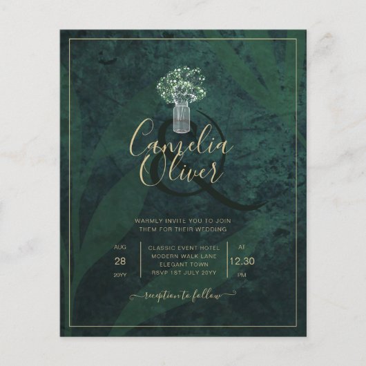 LeahG Emerald Forest Green Wedding INVITE Flyer (Voorkant)