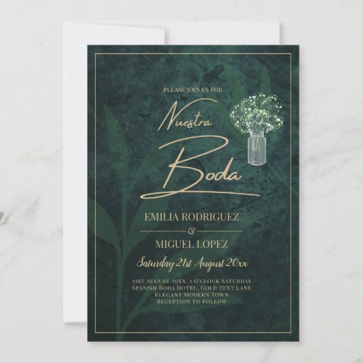 LeahG Emerald Forest Green Wedding INVITE Kaart (Voorkant)
