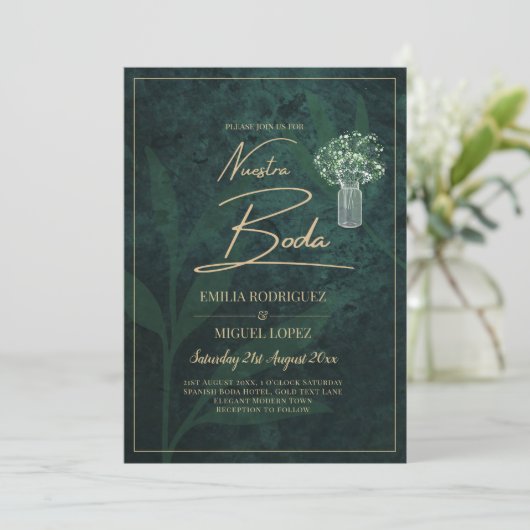 LeahG Emerald Forest Green Wedding INVITE Kaart (Staand voorkant)