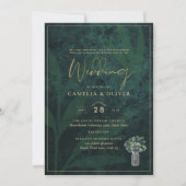 LeahG Emerald Forest Green Wedding INVITE Kaart (Voorkant)