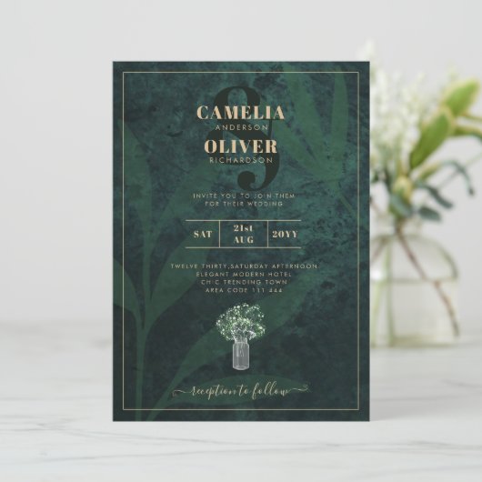 LeahG Emerald Forest Green Wedding INVITE Kaart (Staand voorkant)