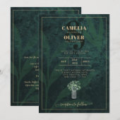 LeahG Emerald Forest Green Wedding INVITE Kaart (Voorkant / Achterkant)