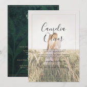 LeahG Emerald Forest Green Wedding INVITE Kaart (Voorkant / Achterkant)