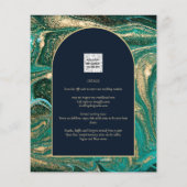 LeahG Emerald Green Gold Agate Wedding Invite (Achterkant)