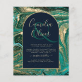 LeahG Emerald Green Gold Agate Wedding Invite (Voorkant)