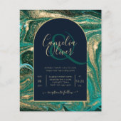 LeahG Emerald Green Gold Agate Wedding Invite (Voorkant)