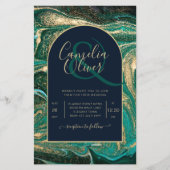 LeahG Emerald Green Gold Agate Wedding Invite Flyer (Voorkant)