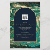 LeahG Emerald Green Gold Agate Wedding Invite Flyer (Achterkant)