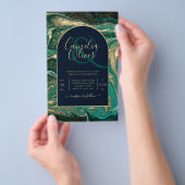 LeahG Emerald Green Gold Agate Wedding Invite Flyer (Hand)