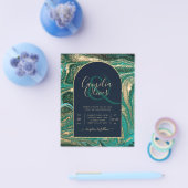 LeahG Emerald Green Gold Agate Wedding Invite Flyer (Enkel)