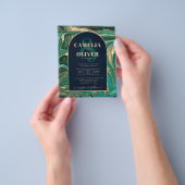 LeahG Emerald Green Gold Agate Wedding Invite Flyer (Hand)