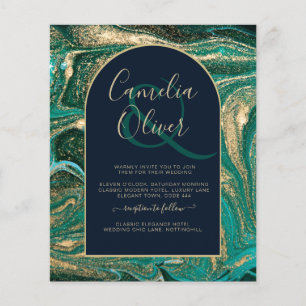 LeahG Emerald Green Gold Agate Wedding Invite Flyer
