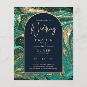 LeahG Emerald Green Gold Agate Wedding Invite Flyer