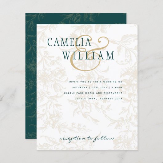LeahG Emerald Green Gold Botanical Wedding (Voorkant / Achterkant)