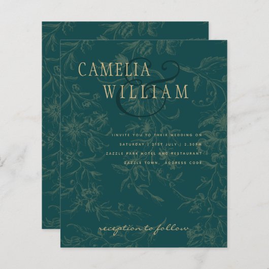 LeahG Emerald Green Gold  Botanical Wedding (Voorkant / Achterkant)