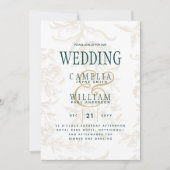 LeahG Emerald Green Gold  Botanical Wedding Kaart (Voorkant)