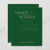 LeahG Emerald Green Gold Modern Wedding Invite (Voorkant / Achterkant)