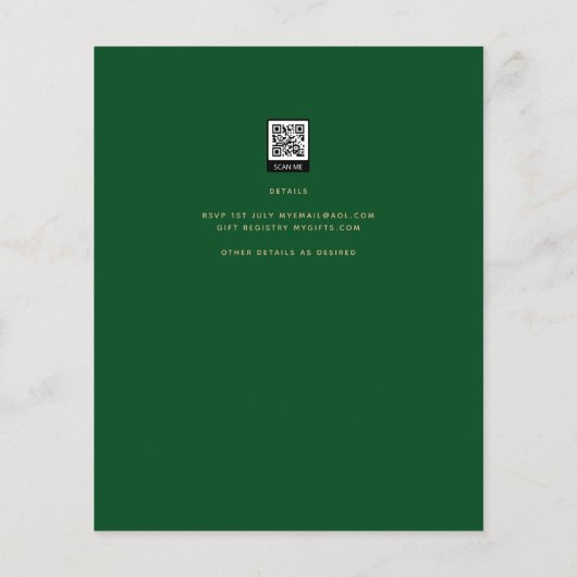 LeahG Emerald Green Gold Modern Wedding Invite (Achterkant)
