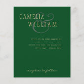 LeahG Emerald Green Gold Modern Wedding Invite (Voorkant)