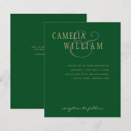LeahG Emerald Green Gold Modern Wedding Invite