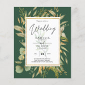 LeahG Emerald Green Greenery Wedding Invite Flyer (Voorkant)