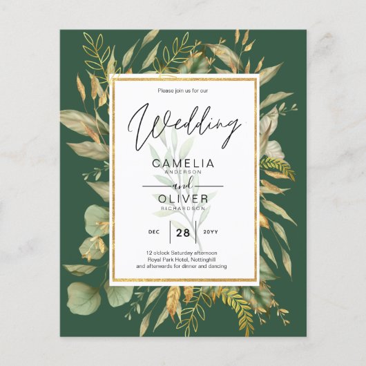 LeahG Emerald Green Greenery Wedding Invite Flyer (Voorkant)