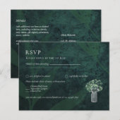 LeahG Emerald Green Gypsophila Mason Jar Wedding Briefkaart (Voorkant / Achterkant)