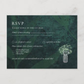 LeahG Emerald Green Gypsophila Mason Jar Wedding Briefkaart (Voorkant)
