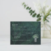 LeahG Emerald Green Gypsophila Mason Jar Wedding Briefkaart (Staand voorkant)